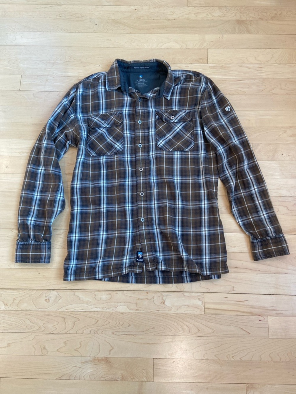 EUC Kuhl DILLINGR flannel mens medium Brown color